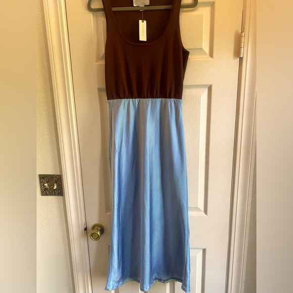 MARE MARExANTHROPOLOGIE KNIT SLIP TWOFER TANK DRESS - BLUE & BROWN SIZE S - NWT - Picture 10 of 15